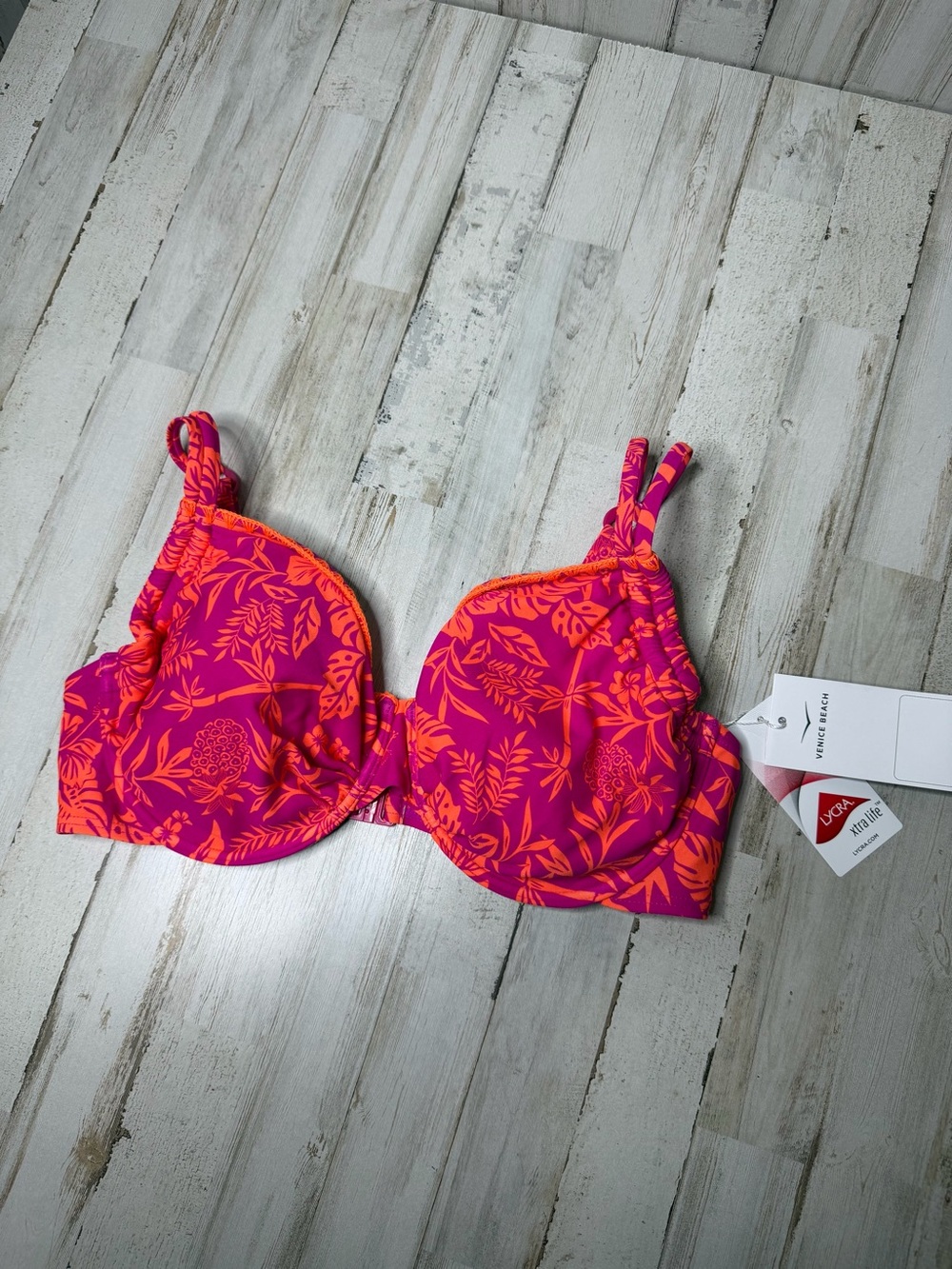 Venice Beach Pink & Orange Floral Underwire Bikini Top